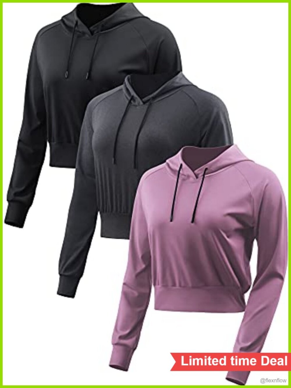 Women's Hooded Long Sleeve Crop Top Workout Lounge Athletic